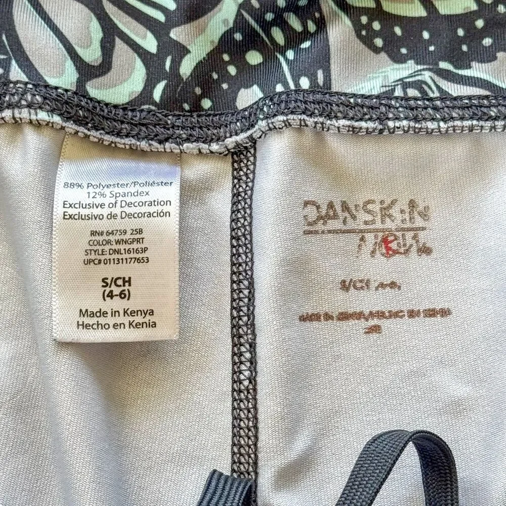 Danskin Butterfly Print Athletic Workout Fitted Leggings with adjustable waist - Picture 3 of 6